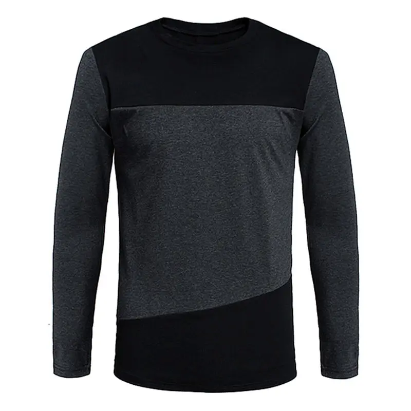 Fashion Men Casual Slim Basic T-Shirts Spring Autumn Cotton Male Clothes Panelled Long Sleeve Big Size Bottoming Pullover Tops