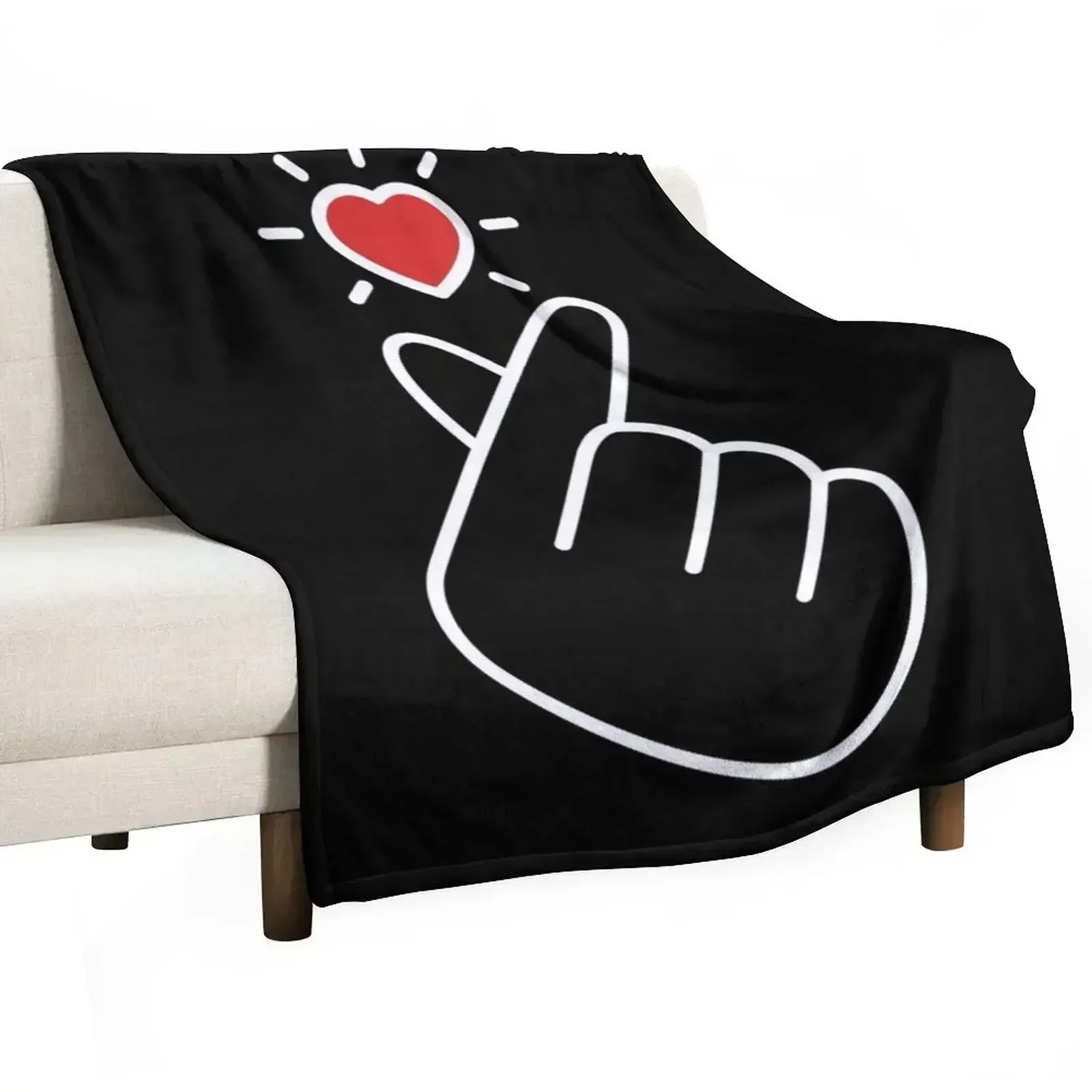 Korean heart fingers. Korean love sign Throw Blanket Soft Big Furry Cute Sofas Multi-Purpose Blankets