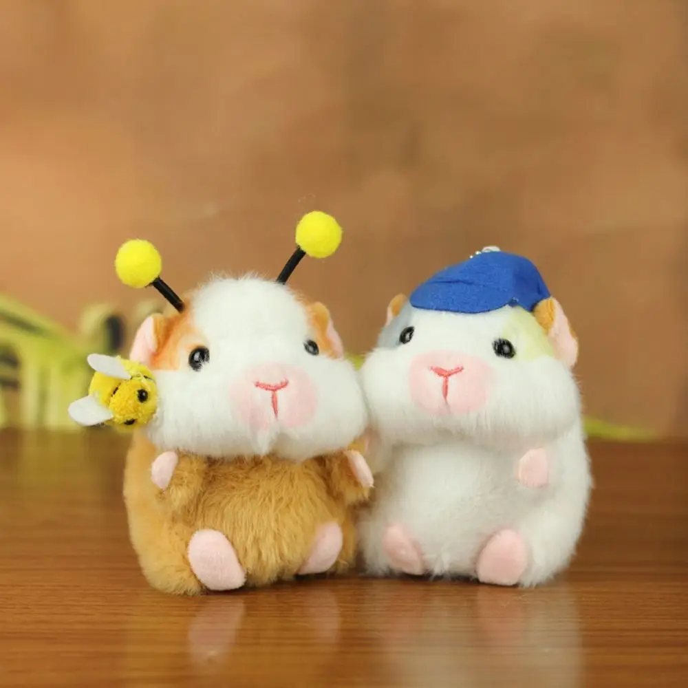 Stuffed Animal Guinea Pig Plush Keychain Bee Hoodie Plush Guinea Pig Keyring Cartoon Interactive Hamster Pendant Kids Couple