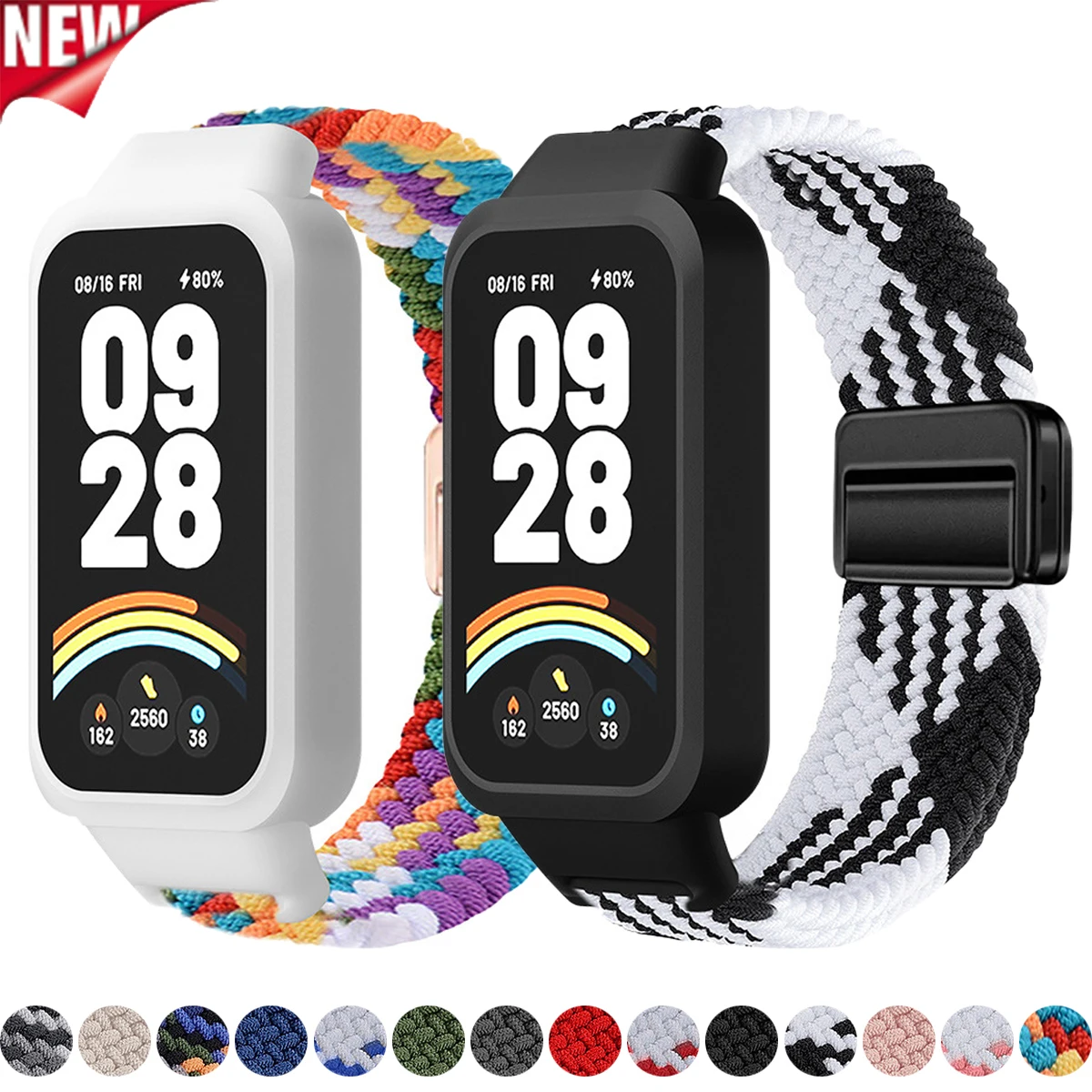 PC Case+Strap for Mi Band 9/8 Active Accessories Sports Nyon Bracelet Correa+Protective Bumper Shell Cover for Redmi Band 3 2