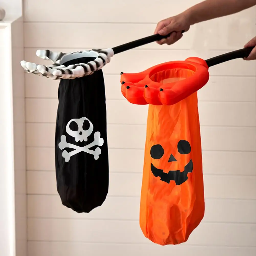 Halloween Trick Or Treat Bag Skeleton Palm Shaped Candy Storage Bag Spooky Candy Sack Halloween Goody Holder Party Accessories