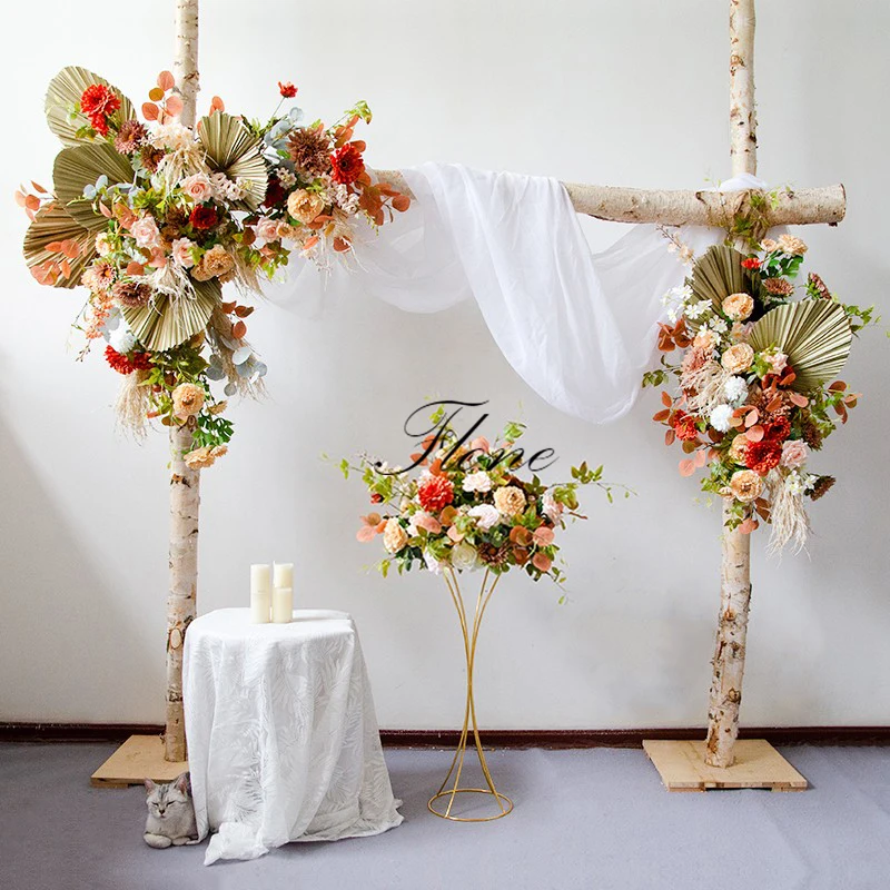結婚式の装飾用の人工花の弓花の装飾用の乾燥した植物ファン