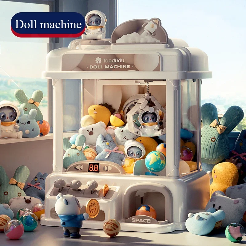 Doll Machine Kids Coin Operated Play Game Mini Claw Catch Toy Crane Machines Music Doll Children Xmas Gifts Toys Claw Machine