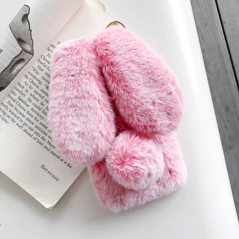 Fluffy Rabbit Fur Silicone Cover Phone Case For Samsung Galaxy A73 A53 A72 A52 A42 A32 A22 A51 A71 A41 A80 A70 A50 A20 A10 Cover