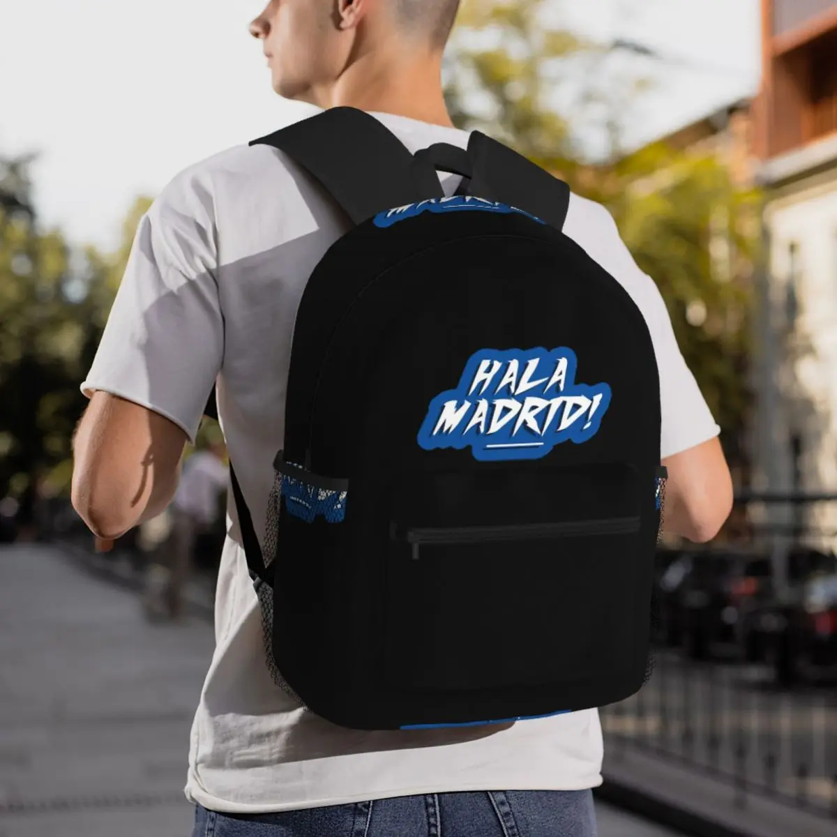 Hala Madrid Letters Backpack Student BookBag Kids School Bag Computer Shoulder Bags for Men Women