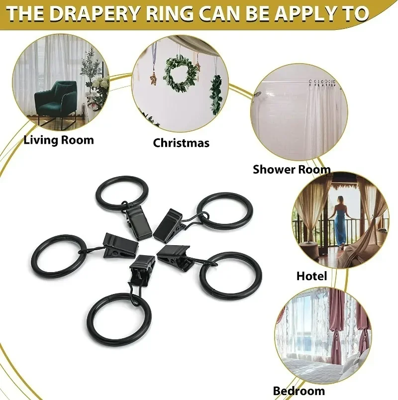 30/10x Roman Circle Curtain Ring Clips Rods Holders Hangers Split Curtain Rings Buckles Bathroom Living Room Home Decoration