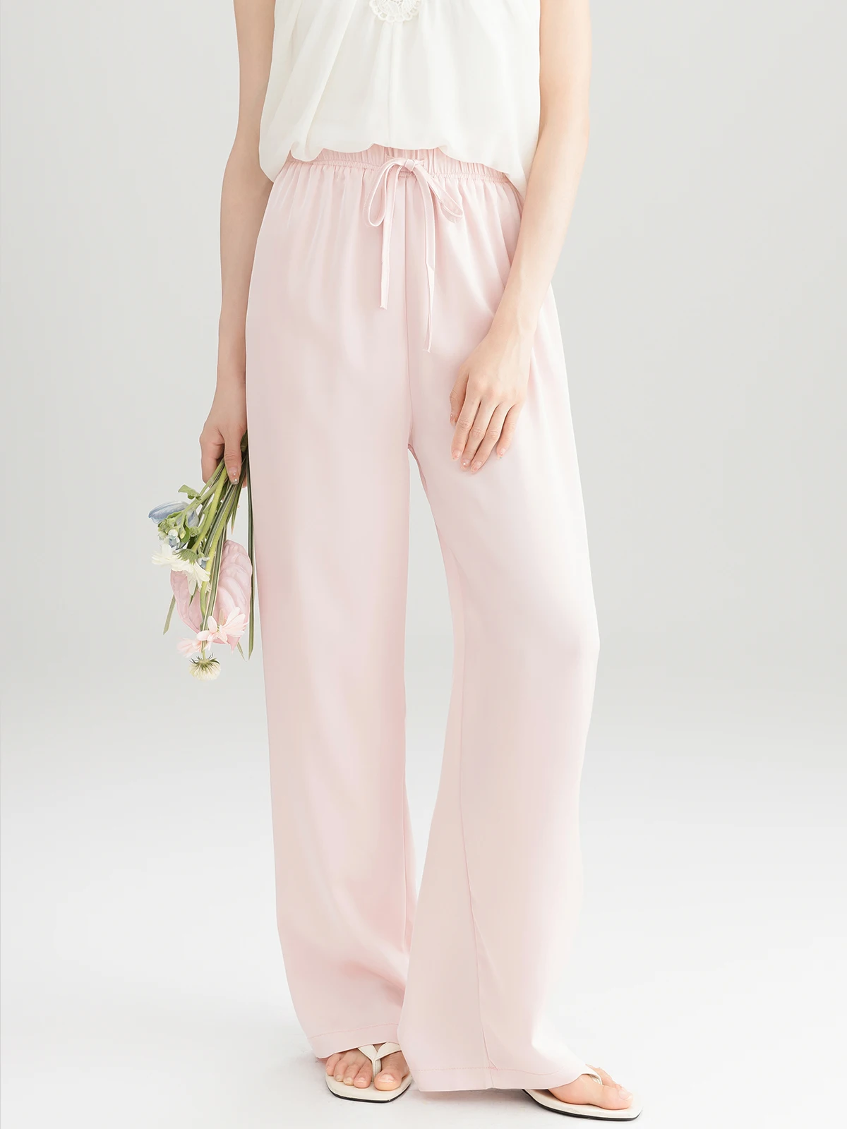 

Новые летние повседневные свободные брюки прямого кроя для женщин, универсальные, в пол, стройнящие, из полиэстеровой смеси