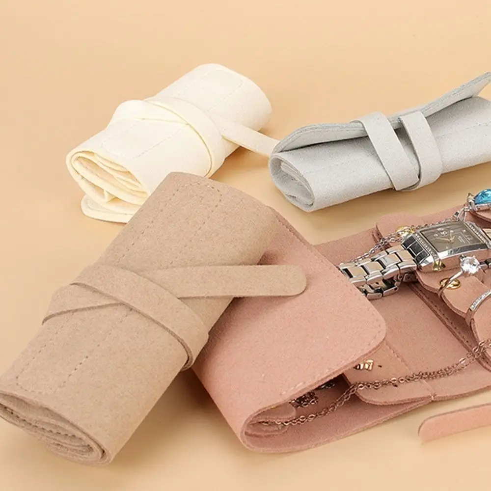 حقيبة تخزين المجوهرات لفة ، حامل المجوهرات ، تصميم قابل للطي ، جودة عالية ، بو الجلود ، منظم لفة المجوهرات متعددة الوظائف ، لينة