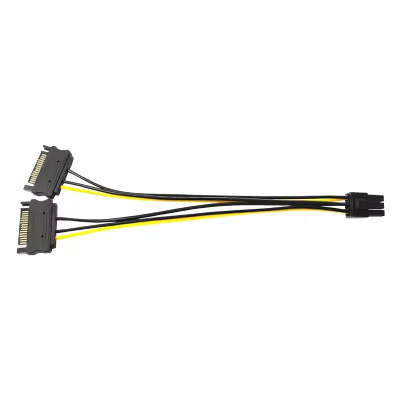 Dual 15Pin SATA Male to 6pin PCI-E PCI Express Graphics Video Display Card Dual SATA to 6pin Power Cable powered by