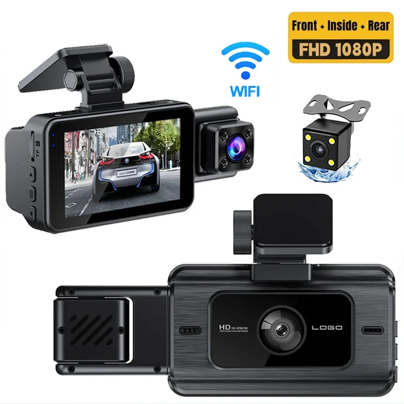 Camera For Vehicle 3 Lens 1080P WIFI Video Recorder 2Inch Rear View Camera Black Box Car Accessory Car Dash Cam For Car