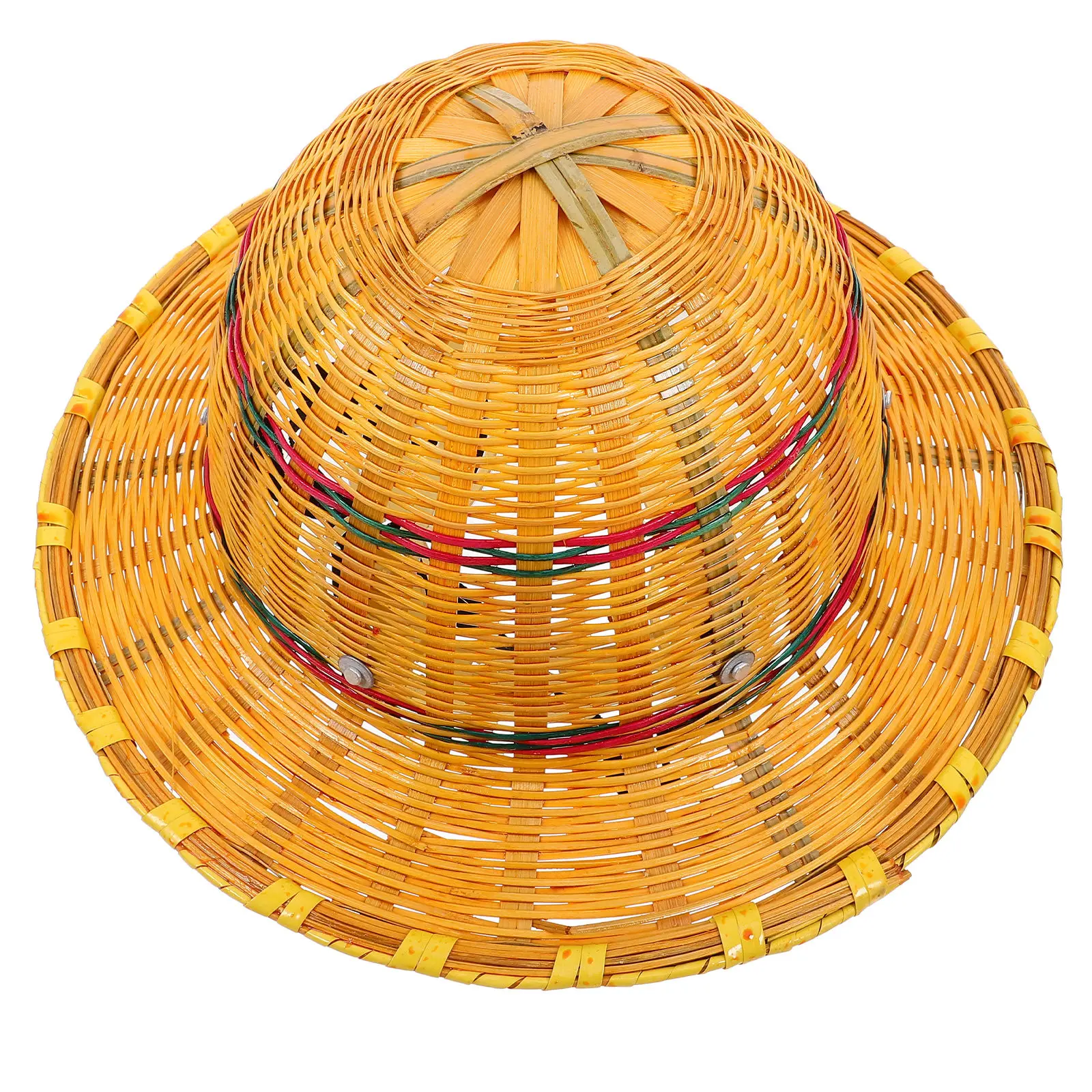 

Breathable Bamboo Construction Sun Hat Round Shape Hard Hat Shade Cover with Extended Brim for Outdoor Work Hiking Lifeguard Use