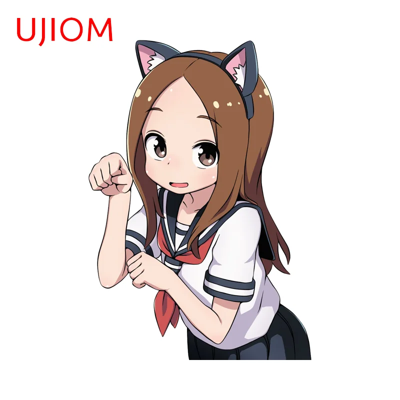 UJIOM Cute Cat Girl Takagi San Wall Stickers Amusing Cartoon Graffiti Skateboard Mirror Decal Simple Baby Nursery Room Decor