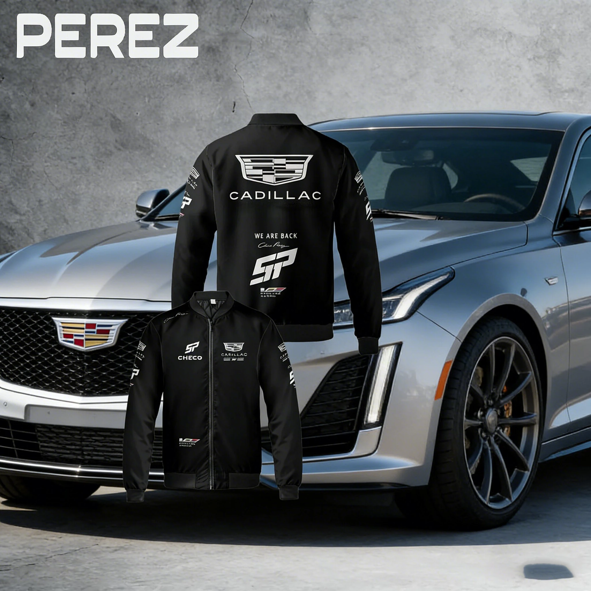 

New thick-fabric padded version Sergio Perez Cadillac 2026 Jacket Checo Perez Cadillac 2026 Jacket Outdoor MOTO Motorcycle Ja