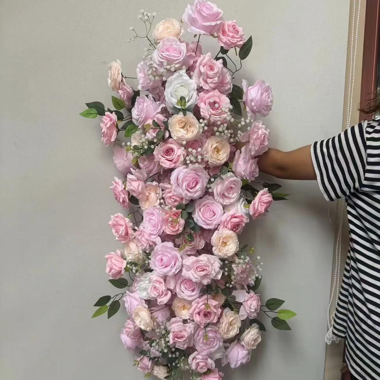 Artificial Runner Flower Row Wedding Arrangement Decoration Floral Backdrop Props Table Flower Runner Event Party Floral Decor