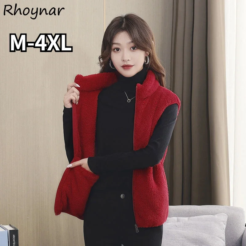 

Vests Women Solid Zipper Thick Winter Cusual M-4XL Korean Fashion Waistcoats Outerwear Clothing Pockets Warm Various Colors Ins