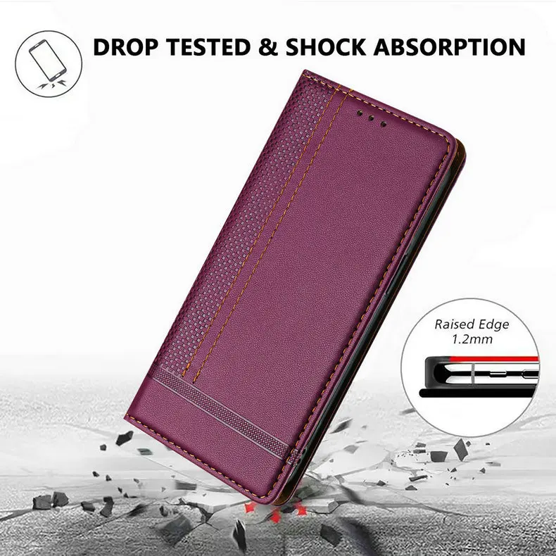 Luxuriöse Leder-Buchhülle für Motorola Moto G57 G77 G87 G85 G84 G75 G56 G34 G24 G35 G15 5G Flip Cover Handyhülle G54 Power G86 57 – Detail 4