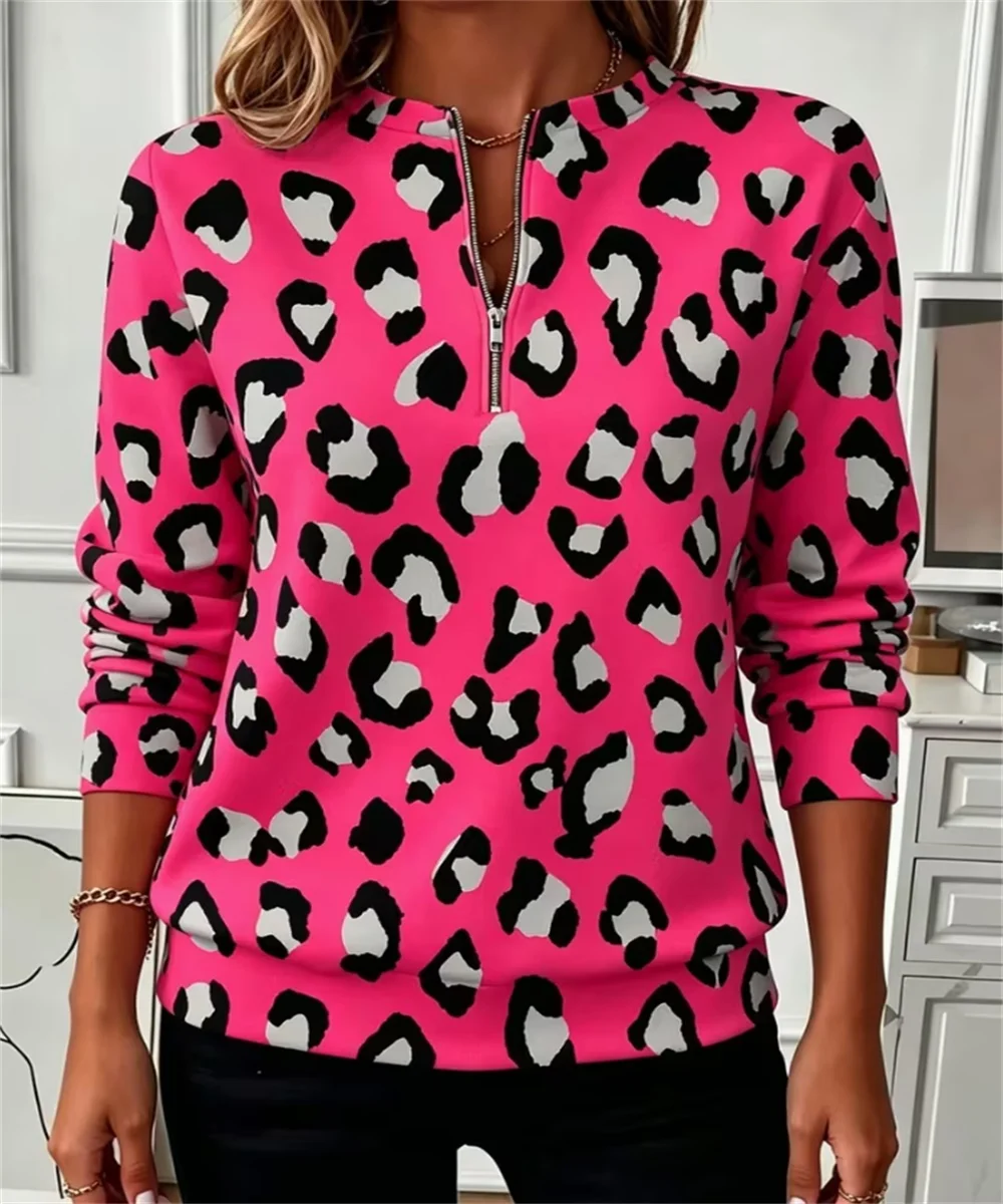 2026 Spring and Autumn Women's New Rainbow Colorful Leopard Print Long Sleeve Hoodie, Millennium Spicy Girl Atmosphere Top