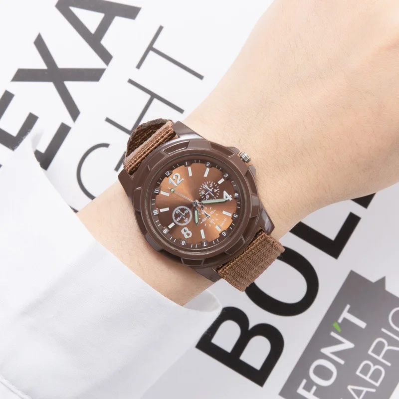 YIKAZE 2024 밀리터리 쿼츠 손목 시계, 야외 스포츠, 캐주얼 패션 하이 퀄리티, 원단 스트랩, 학생용 시계