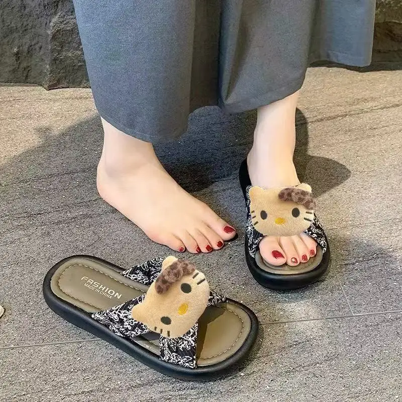 drop shipping really pictures 2025 new Summer Cute hello kitty Cartoon Girls flip flops Non Slip Boys women's fashion Slippers
