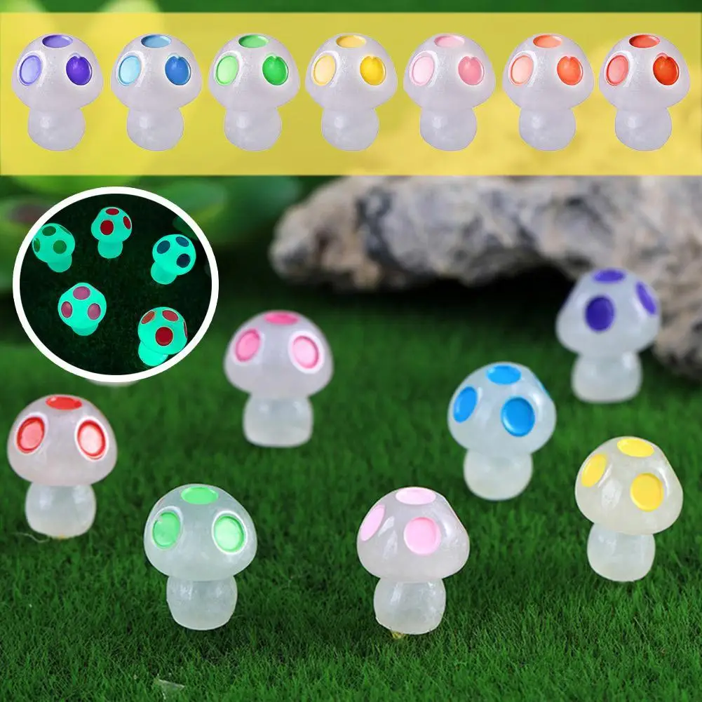 1pcs Mini Luminous Mushroom Home Decor Micro-landscape Glow-in-the-dark Mushrooms Statue Glowing In The Dark Fairy Garden Decor