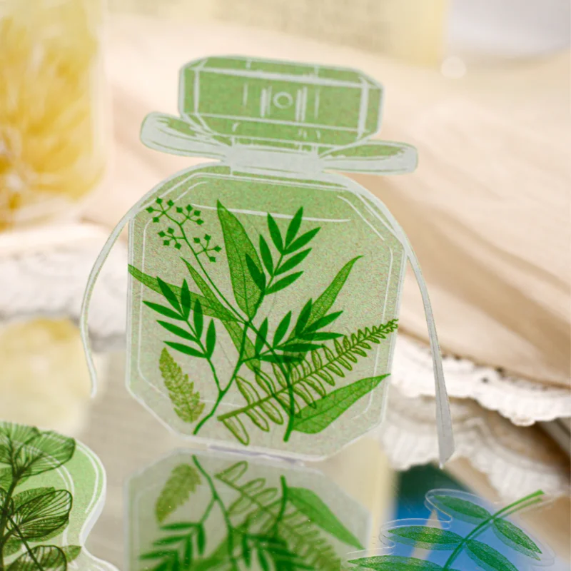 Card Lover 20 Pcs [Leaf Veins series] Leaf Themed Handmade Account DIY Material Decoration Sticker PET Material Scrapbook Kit