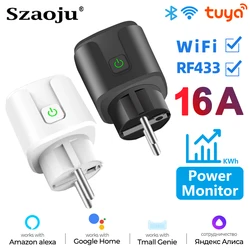 Tuya 16A/20A WiFi Smart Socket EU Smart Plug With Power Monitoring Timing Function Voice Control With Al Alice SmartThing  Alexa