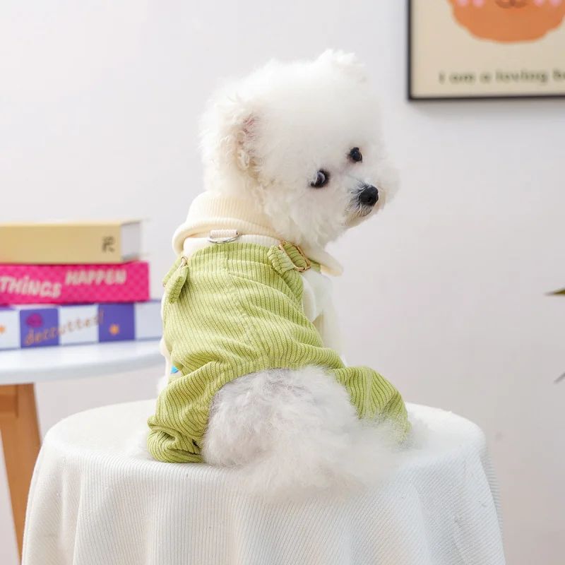 

Pet Dog Cat Dungarees New Retro "Cuicui" Style Autumn Winter Warm, Cute Small Puppy Comfortable Cozy Overalls Outfit