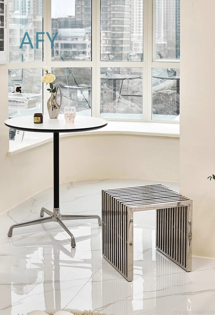 Nordic Stainless Steel Stool for Shoe-Changing at Home Door for Coffee Table Living Room Side Table Furniture for Modern