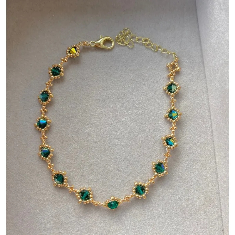 18k gold-plated jade beaded bracelet, gift for her,