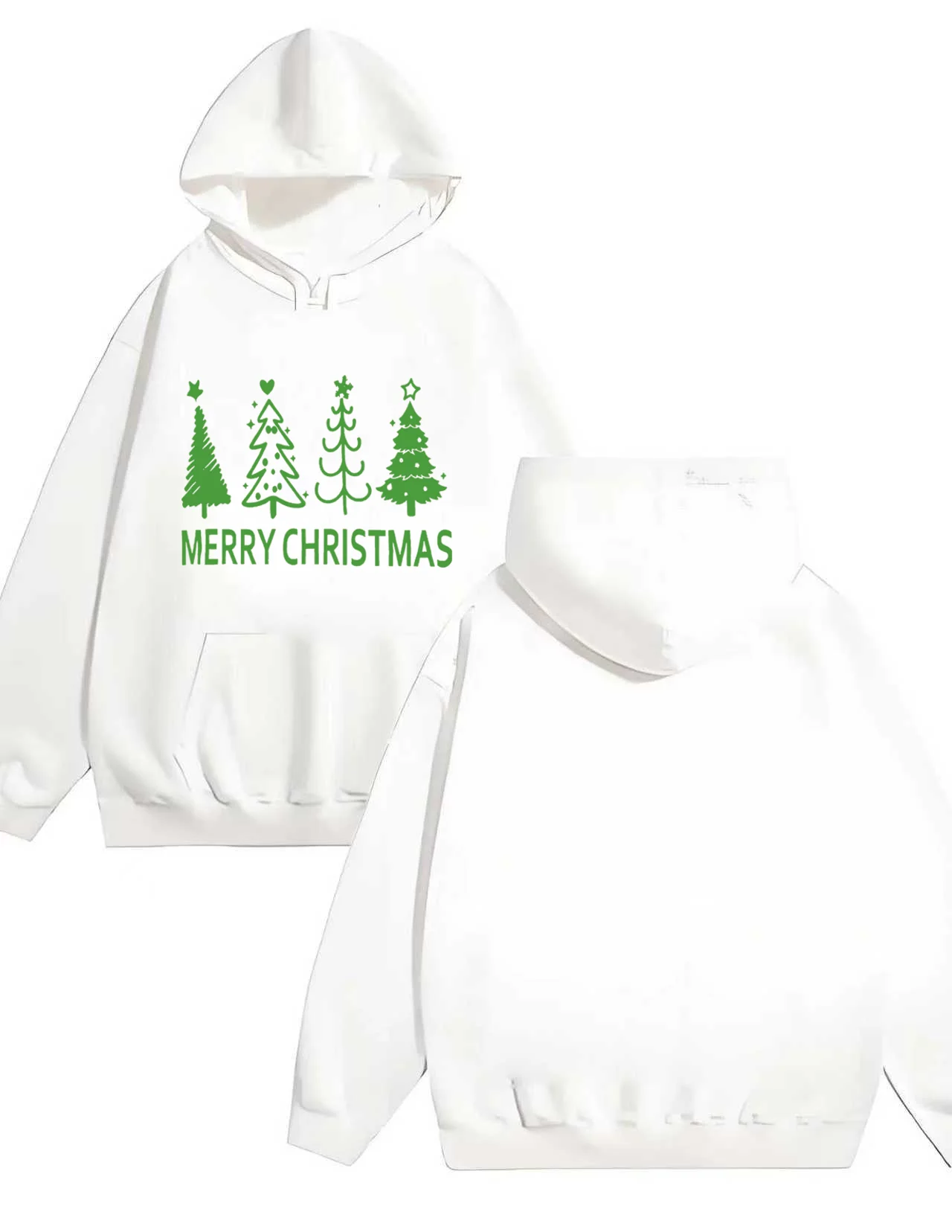 

2025 New fashion Christmas tree festival print 330g thick men's and women's hoodie comfortable loose and casual style