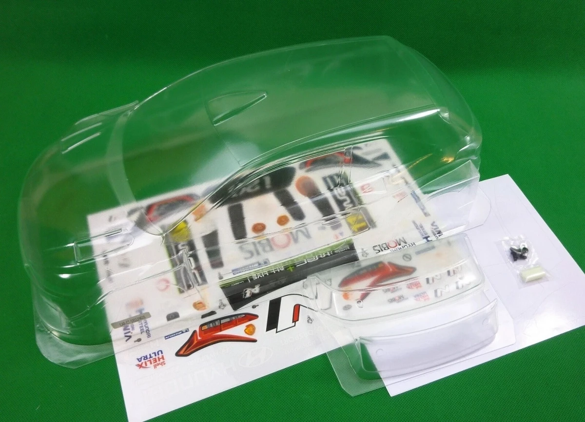 TC020 1/10 i20 WRC Rally Clear PC Body Shell 190mm Width 258mm Wheelbase w/ Rear Wing WRC Decals for RC Touring Drift Rally Car