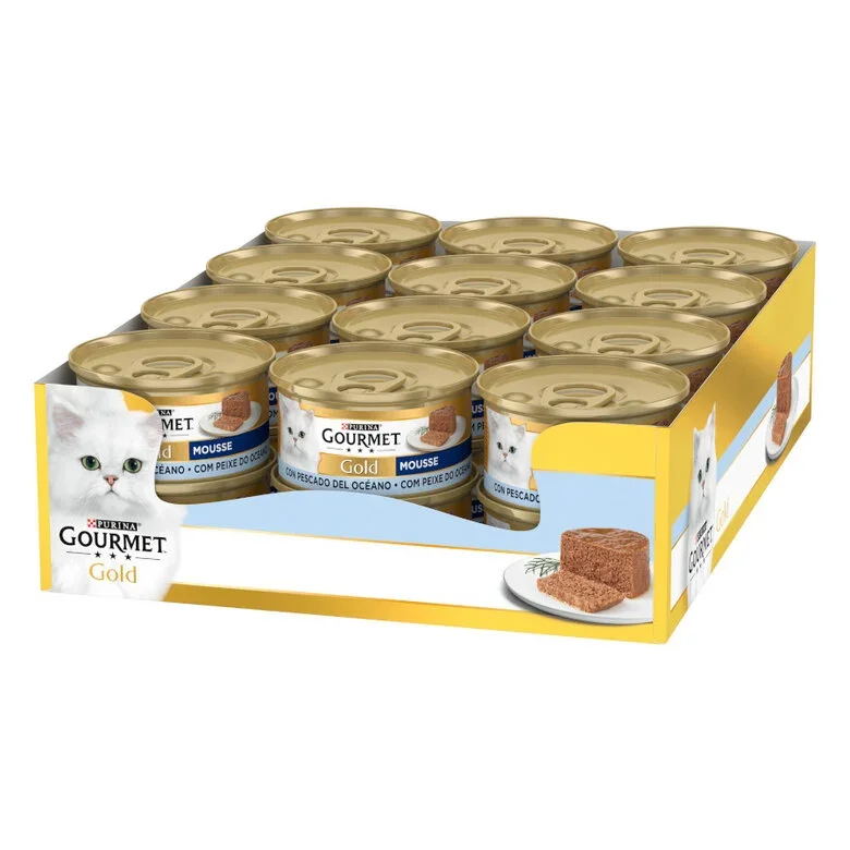 Gourmet Gold Mousse de Pescados del Océano lata para gatos 24*85g