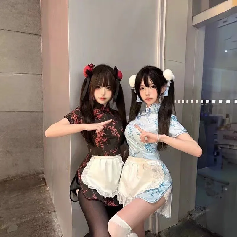 

Новая китайская кухня горничная Лолита японский стиль горничная фиеста карнавал Хэллоуин косплей китайское платье Ципао костюм для выступлений