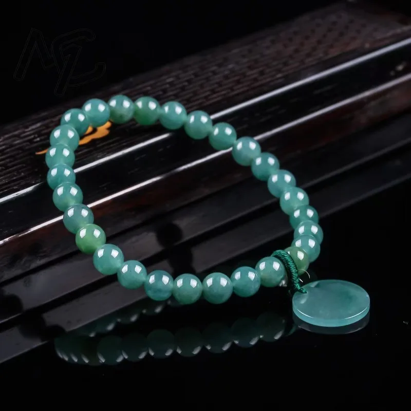 Natural Jadeite Blue Water Nothing Plaque Beads Hand Knitting Bracelet Luxury Jewelry Fashion Jewelry Charms Gift Certificate view 3