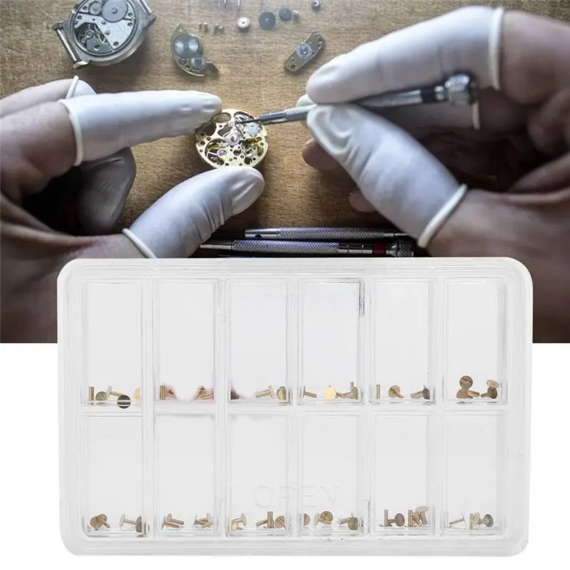 ABVG-Watch Dial Feet Repairs, Copper Watch Repairing Dial Feet Assortment Parts Multiple Compartments Box For Watchmaker