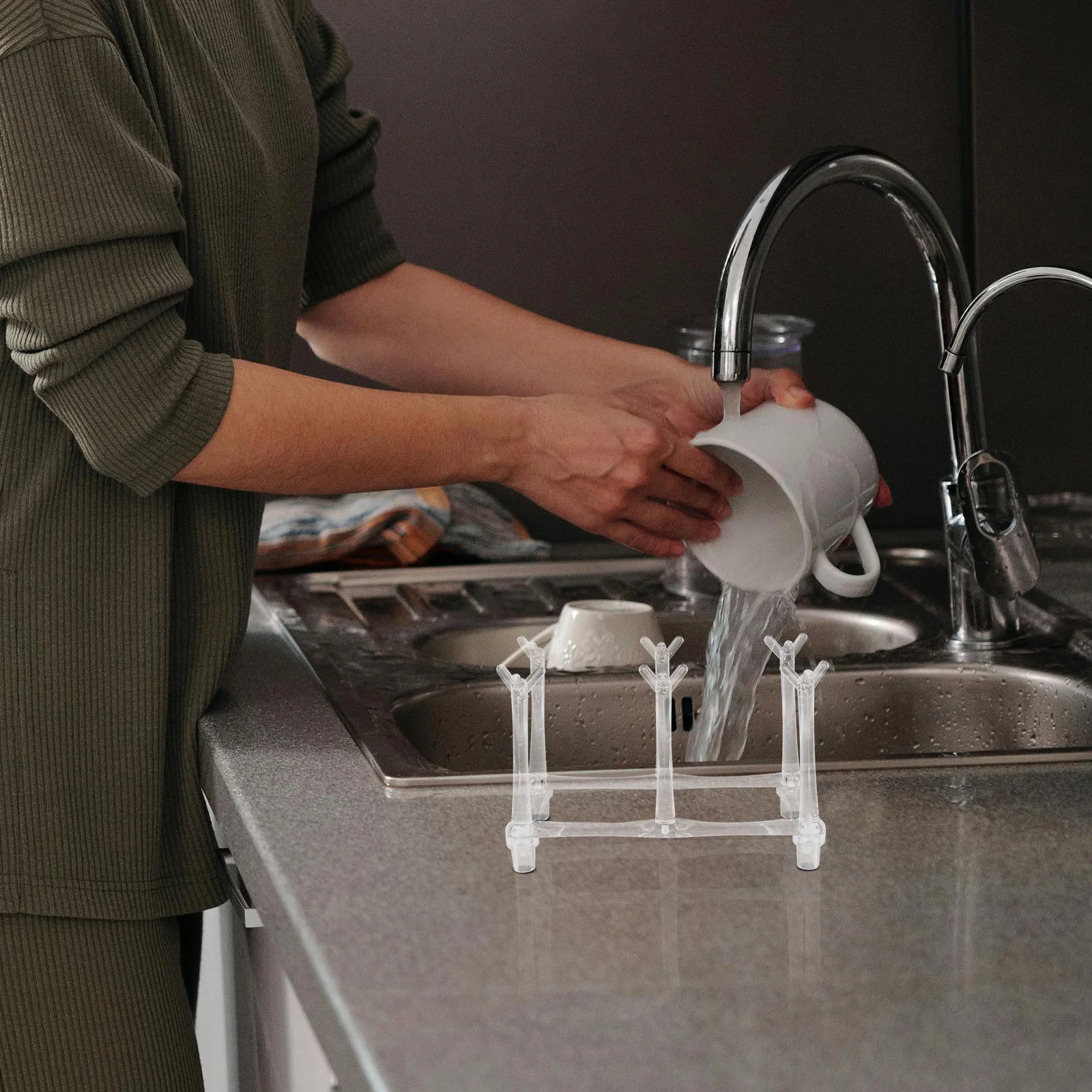 

Acrylic Cup Storage Rack Small Mug Hanger Practical Coffee Tea Organizer Kitchen Countertop Display Stand