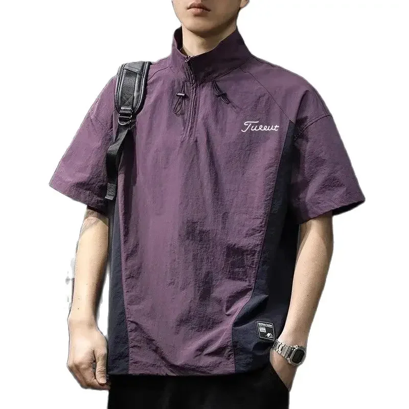 

Chaopai Quick Drying Casual Top Summer Golf Wear Men 2024 Korean New Polo Golf Top Fashion Lapel Collar Men Short Sleeve Tee