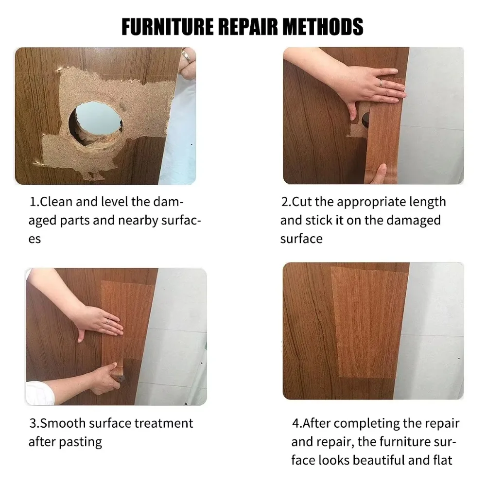 Cinta Adhesiva Decorativa con Textura de Madera Realista de 4.5M/Rollo para Reparación de Pisos, Muebles, Renovación de Zócalos y Decoración del Hogar