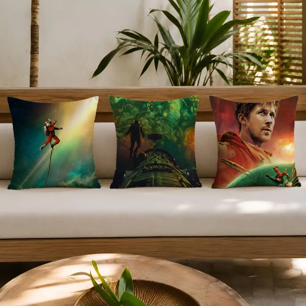 Cushion Cover Double-Sided Plush Sofa Cushion Covers Organic Breathable Invisible Zipper Movie P-Project Hail Mary