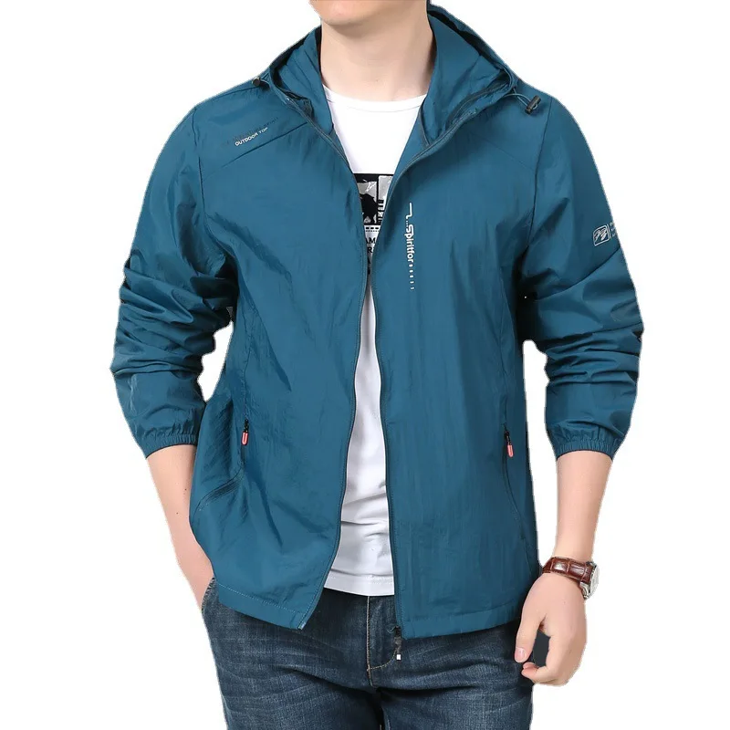 MaiDangDi Men's Light Quick Drying Coat Daily Hooded Casual Men Vests Outdoor Quick Drying Work Top Oversized Male Clothing 5XL