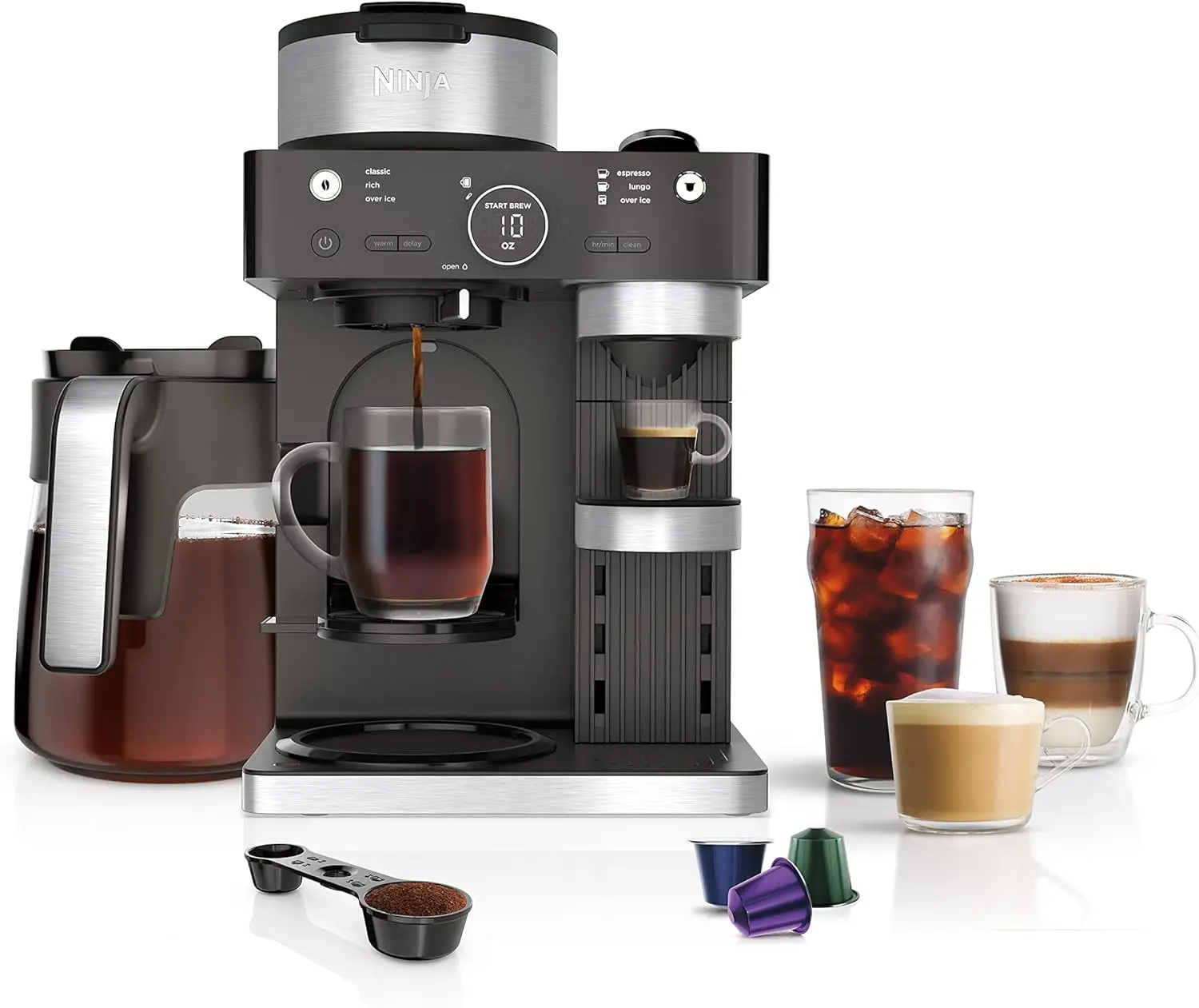 CFN601 Espresso & Coffee Barista System, 3 Espresso Brew Styles, Single-Serve Coffee & Nespresso Capsule Compatible