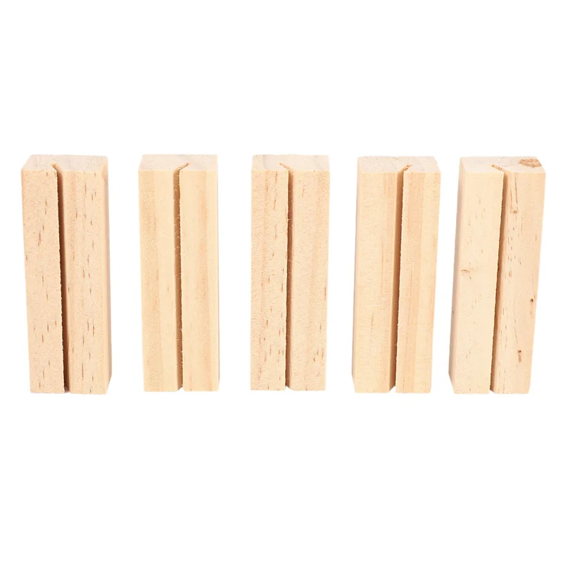 

ABBN-100 Pieces Wood Place Card Holders, Wooden Table Number Holder Memo Stand Clamps Stand Card Desktop Message Crafts