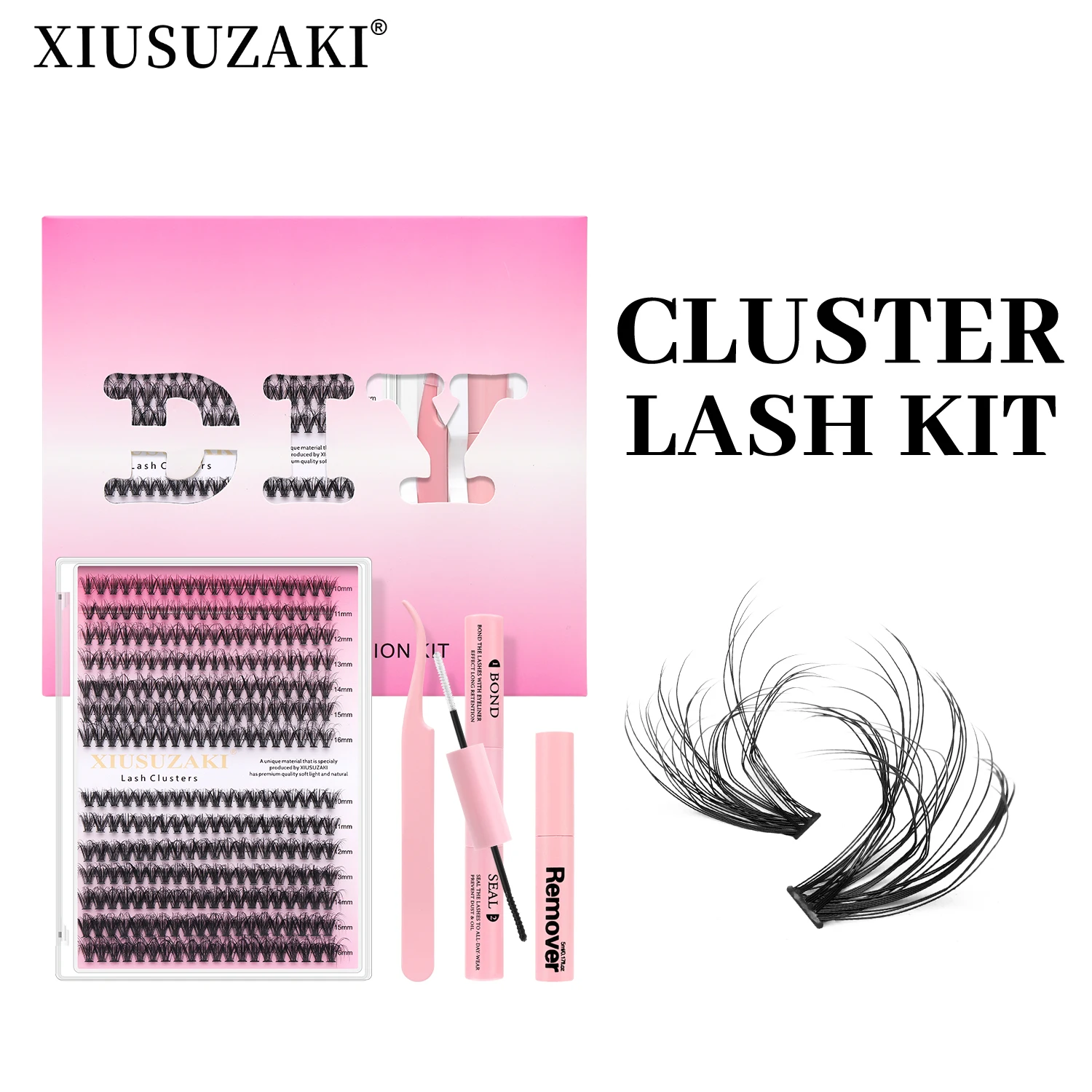 

XIUSUZAKI DIY Mix 30D 40D комплект кластерных ресниц 60D/80D Bond and Seal для наращивания ресниц самоклеящиеся русские отдельные ресницы
