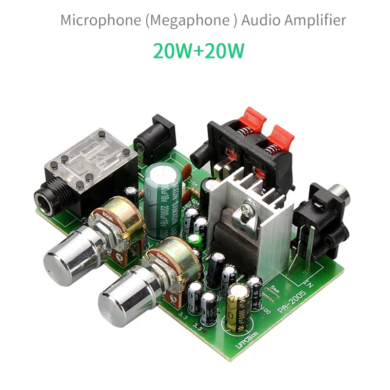 AMPLIFICADOR DE Audio con micrófono UNISIANO de 20W, 2,0 canales, Mini amplificador de megáfono con micrófono TDA2005 para motocicletas, coches y cine en casa DIY