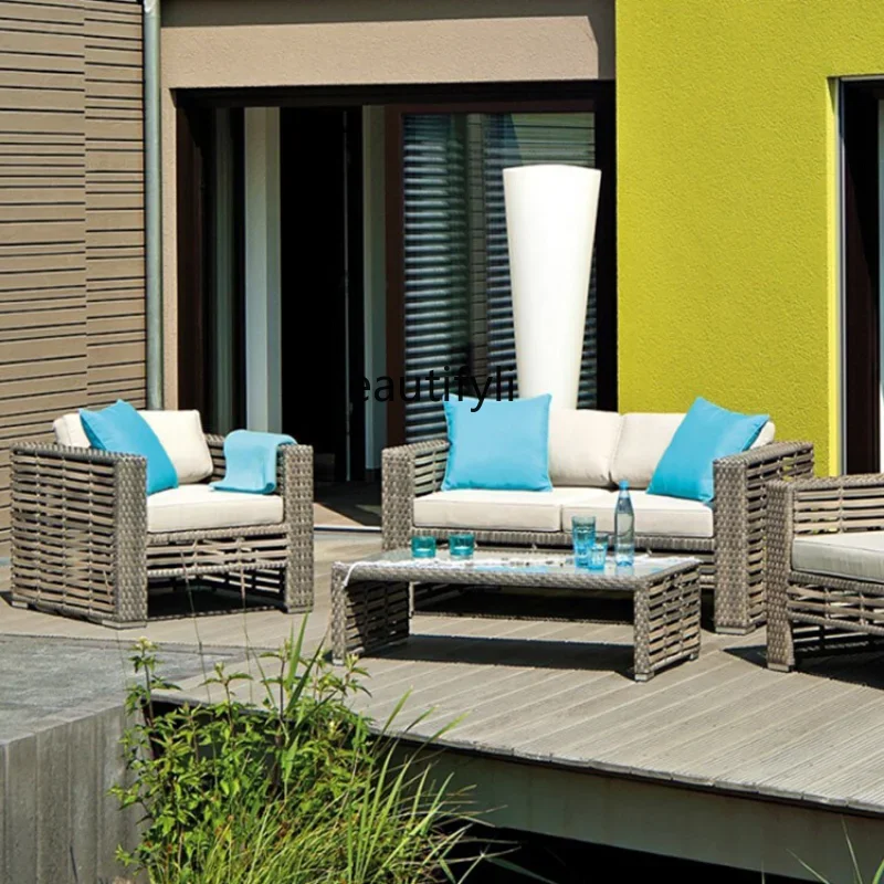 Outdoor Courtyard Leisure Rattan Chair Sofa Combination Outdoor Terrace Hotel Homestay Outdoor Sofa