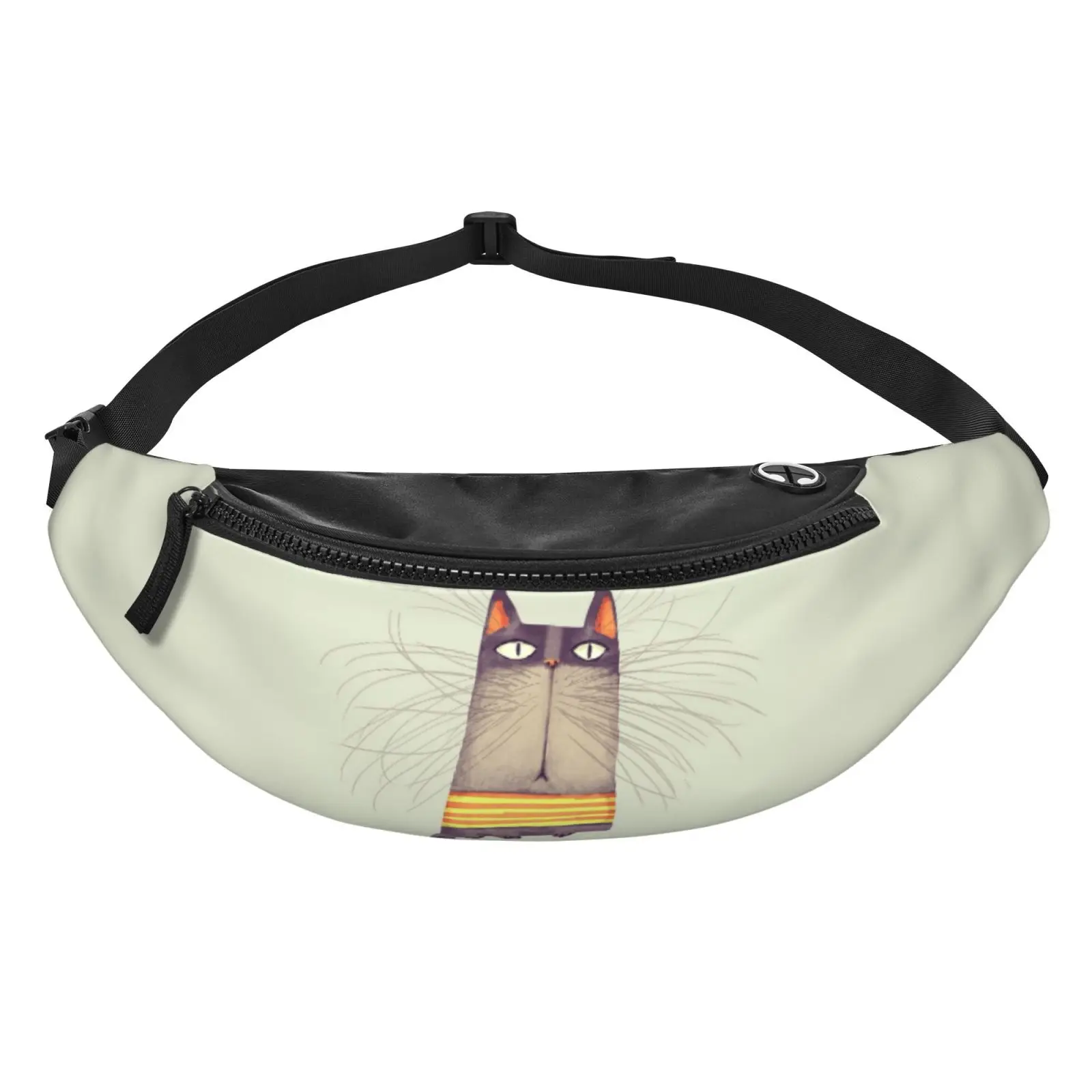 Stupid Cat Waist Bag Fanny Pack School Pack Bags for Women Men Young Polyester Casual Pack with Zipper Outdoor Hiking