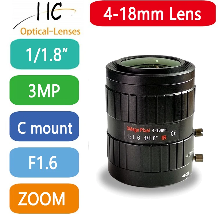 New Manual 4-18mm Varifocal HD Lens 3.0 Megapixel Manual Iris FA Lens 1/1. 8
