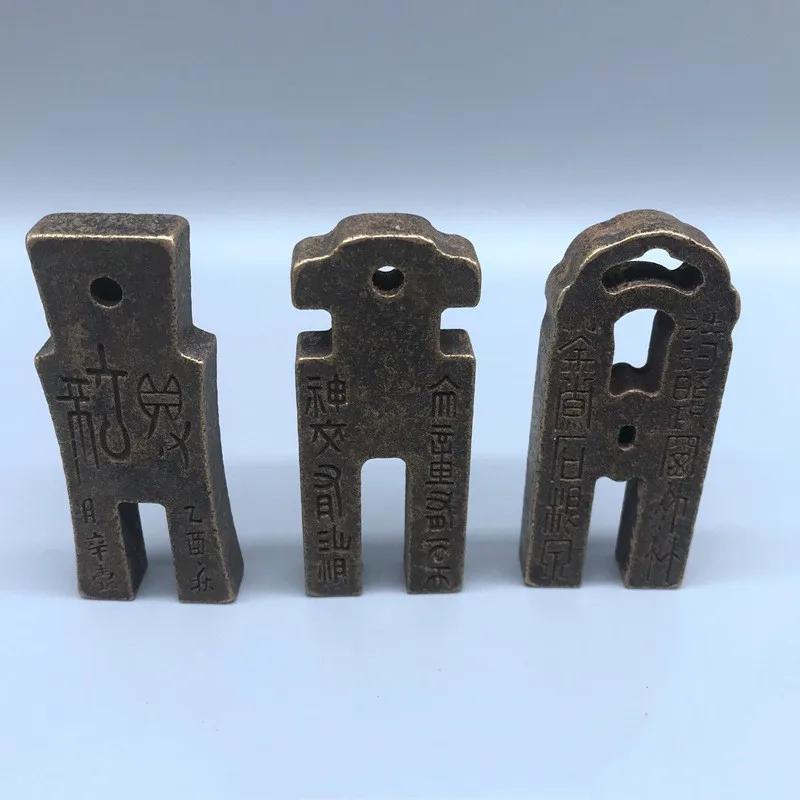 Antique Chinese Bronze Hand Made Poem Key Seal Knickknacks