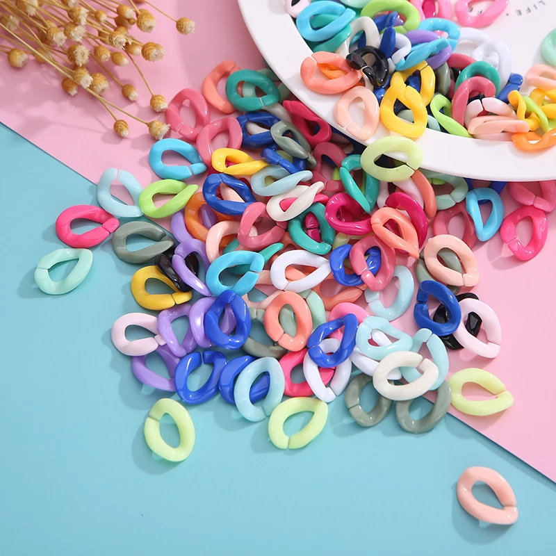 

200Pcs/Lot Mix Color Acrylic Open Ring Chain U-shaped Buckle DIY Making Earrings Necklace Backpack Pendant Jewelry Accessories