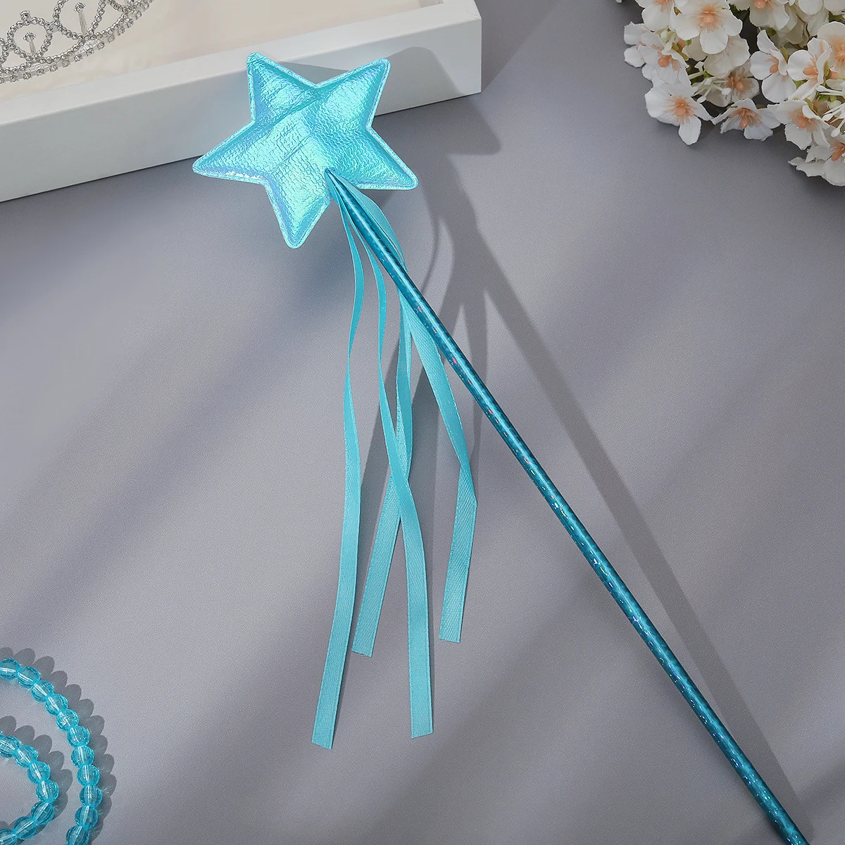 Cosplay party costume props Princess magic wand five-pointed star fairy wand ceremony ribbon stick cat stick 1 set 1 piece.